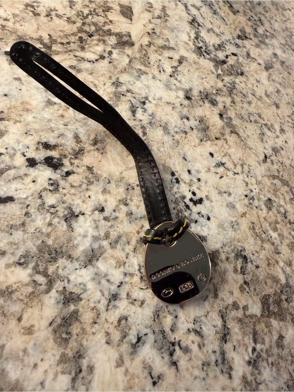 Dooney and Bourke Black Leather Keychain Bag Charm Blue Duck 🦆 Silver Color - Picture 5 of 5